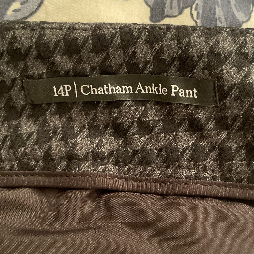 Talbots Ankle Pant in Black and Gray herringbone check